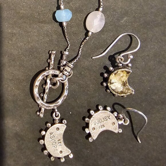 Angi Olami Roman Glass/Semi-Precious/Sterling Silver Necklace and Earring Set - Picture 5 of 8